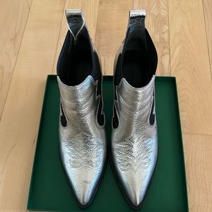 Metallic cowboy booties